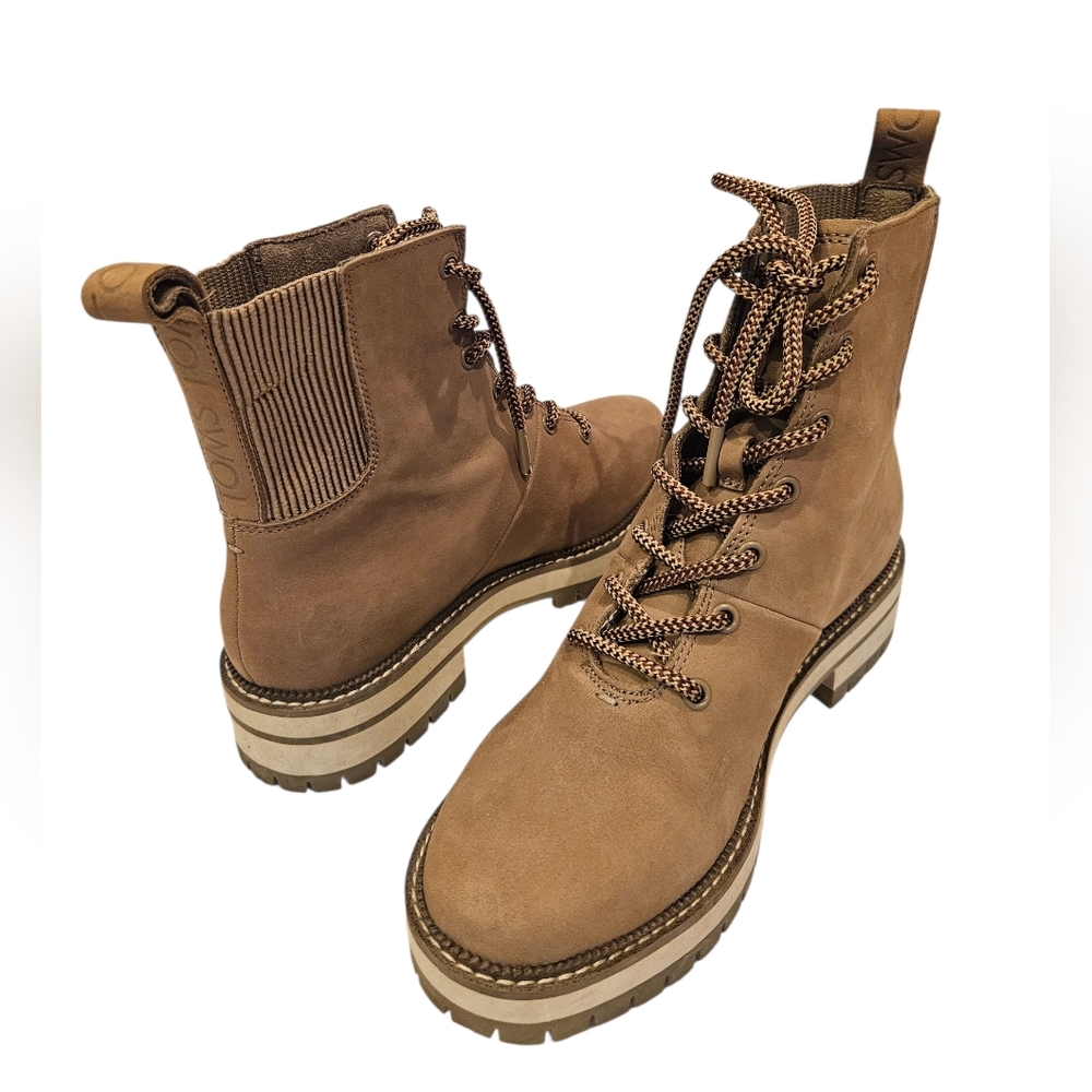 TOMS Frankie Boot Lace-up Sz.7.5 Tan Leather - Picture 2 of 16